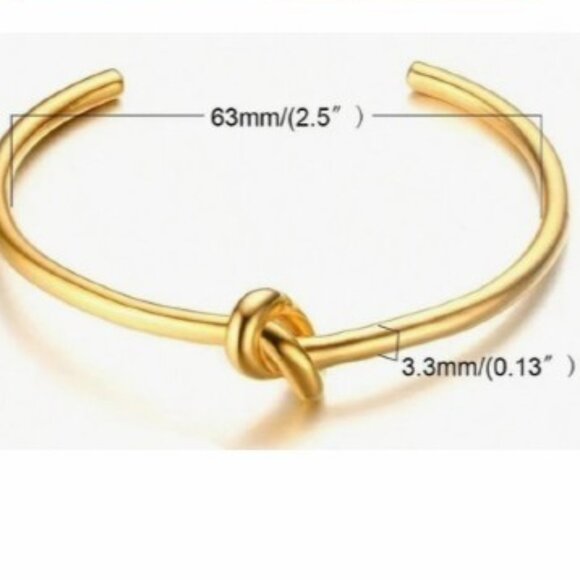 NWT Gold knotted cuff bracelet Stainless Steel / Bracelet Manchette - Picture 2 of 5